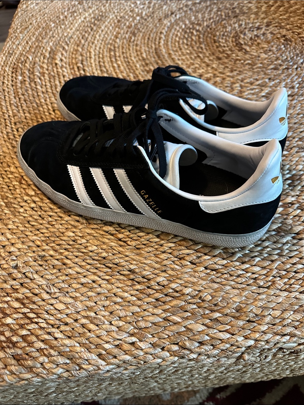 adidas Black Suede Gazelle Sneakers with White Stripes